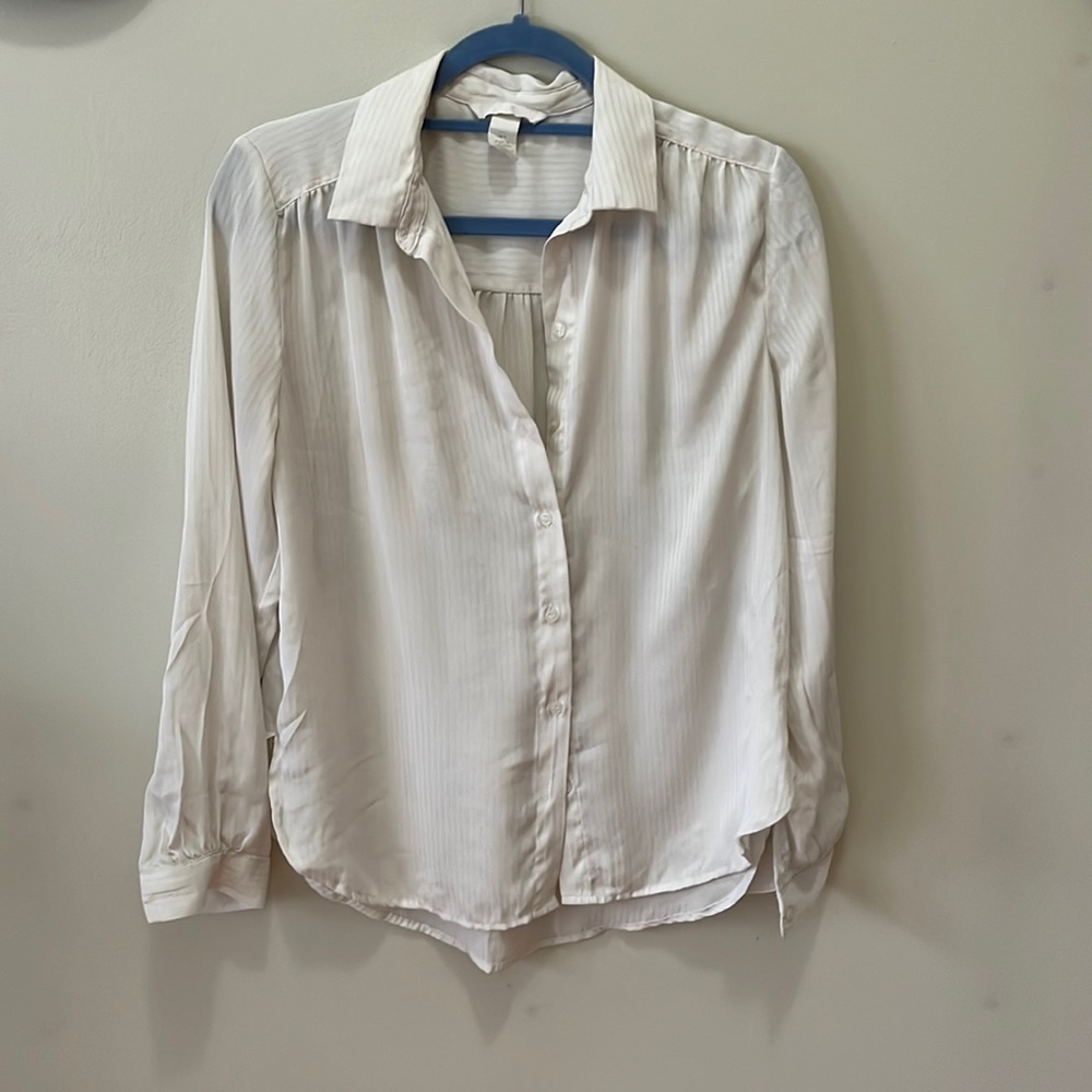 White Button Down Blouse - Women's Size 6 - H&M